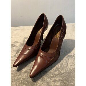 Vtg Carlos by Carlos Santana 6.5 Gift Heels Women's Tan Leather Y2k Fairy Office